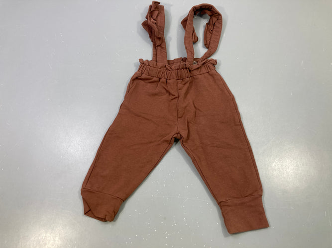 Pantalon bretelles molleton marron uni, moins cher chez Petit Kiwi
