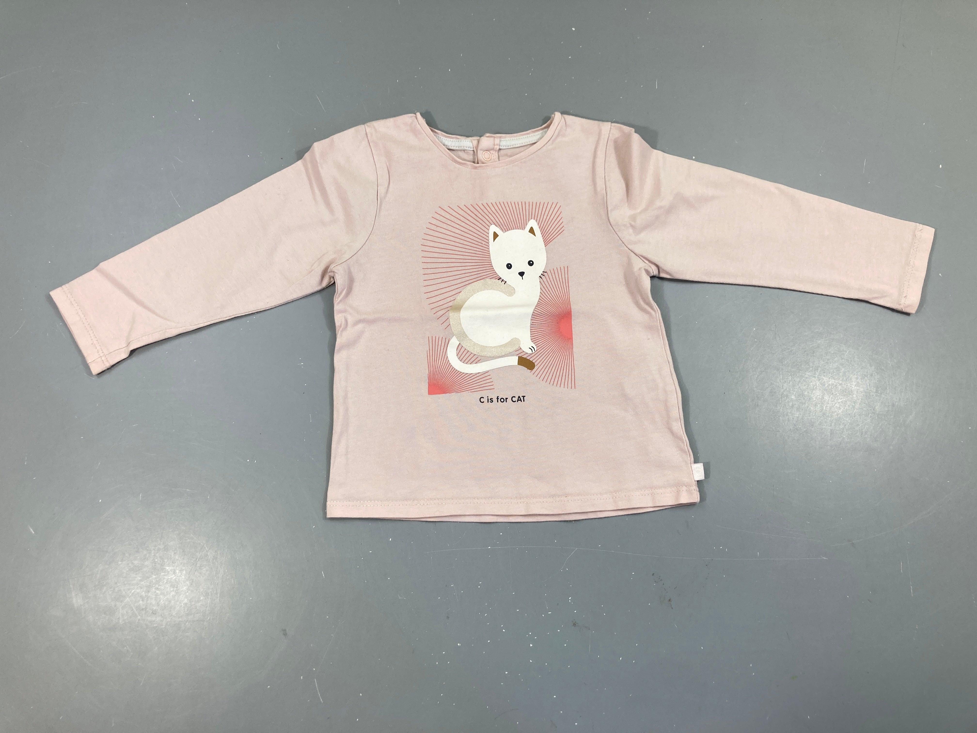 T-shirt m.l rose pâle chat
