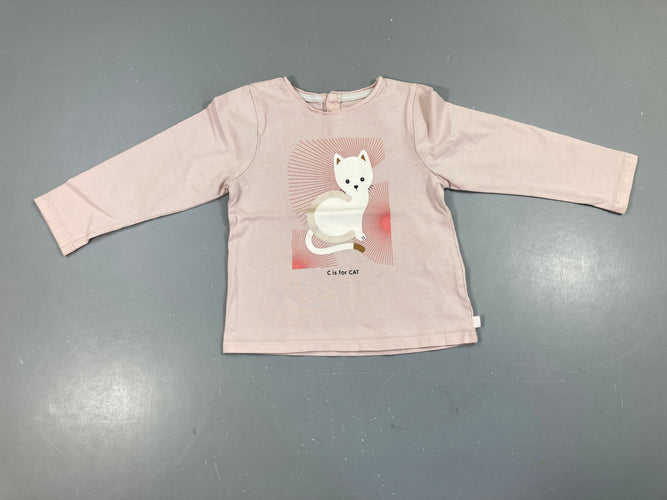 T-shirt m.l rose pâle chat, moins cher chez Petit Kiwi