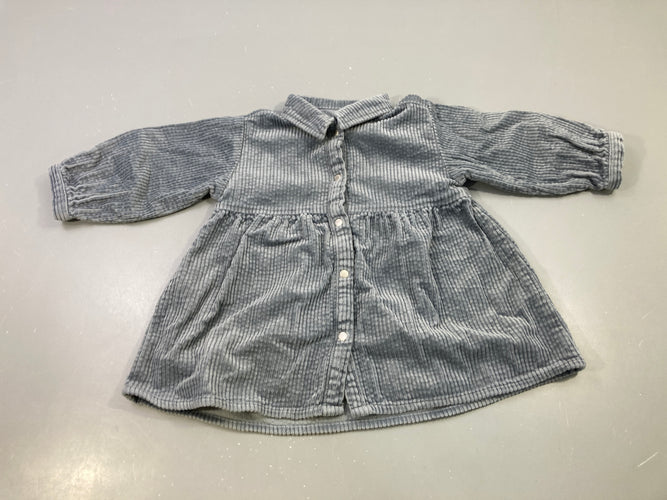 Robe m.l velours côtelé bleu grisé boutonnée, moins cher chez Petit Kiwi