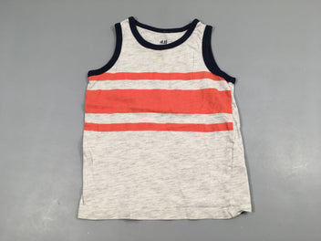 T-shirt s.m gris chiné rayé orange