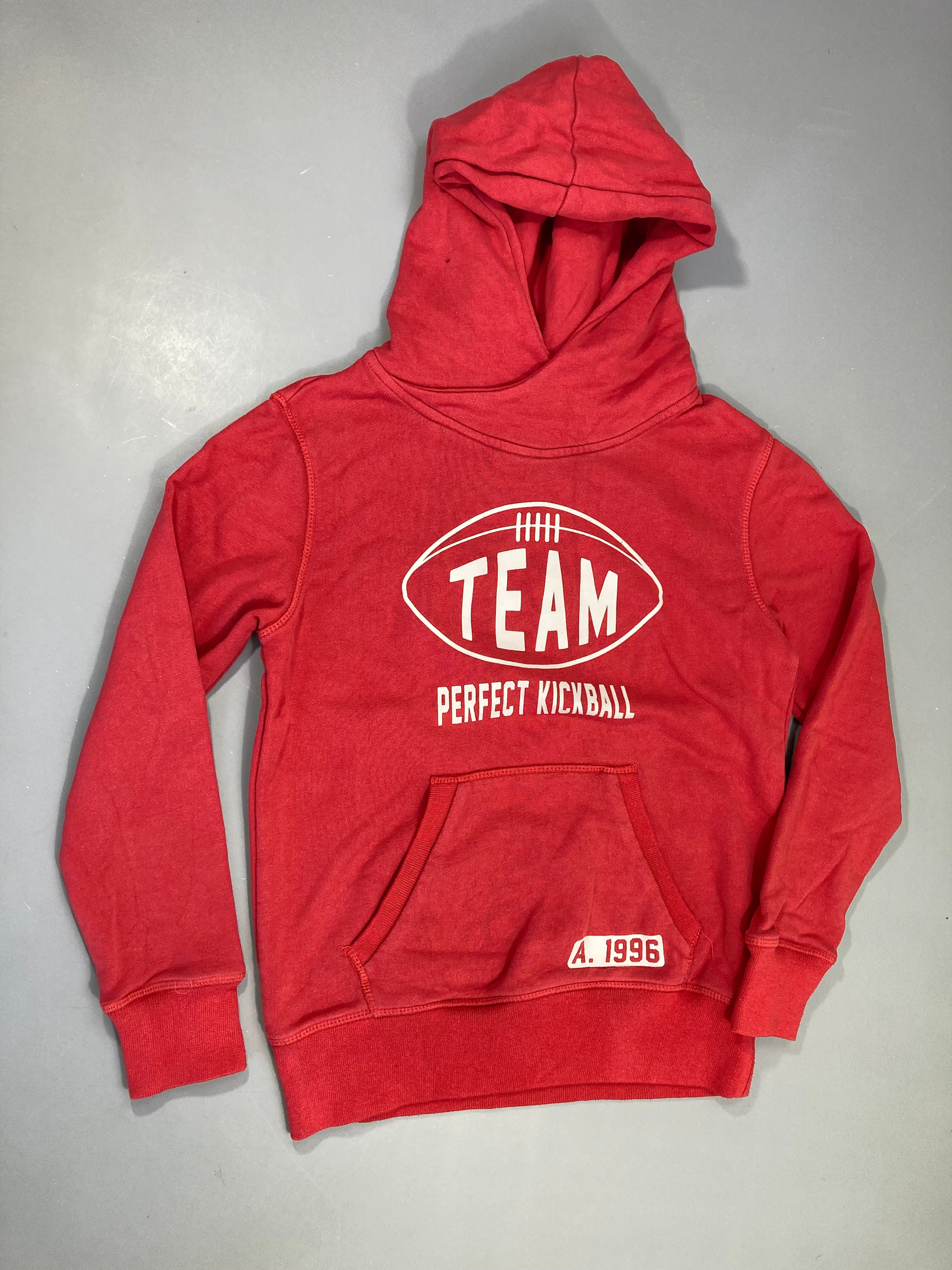 Sweat à capuche rouge Team, bouloché