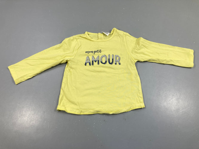 T-shirt m.l jaune AMOUR, moins cher chez Petit Kiwi