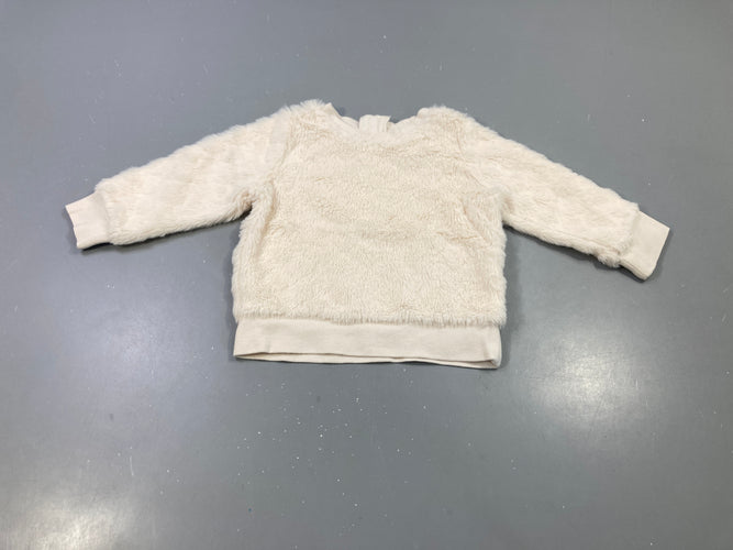 Pull fausse fourrure écru, moins cher chez Petit Kiwi