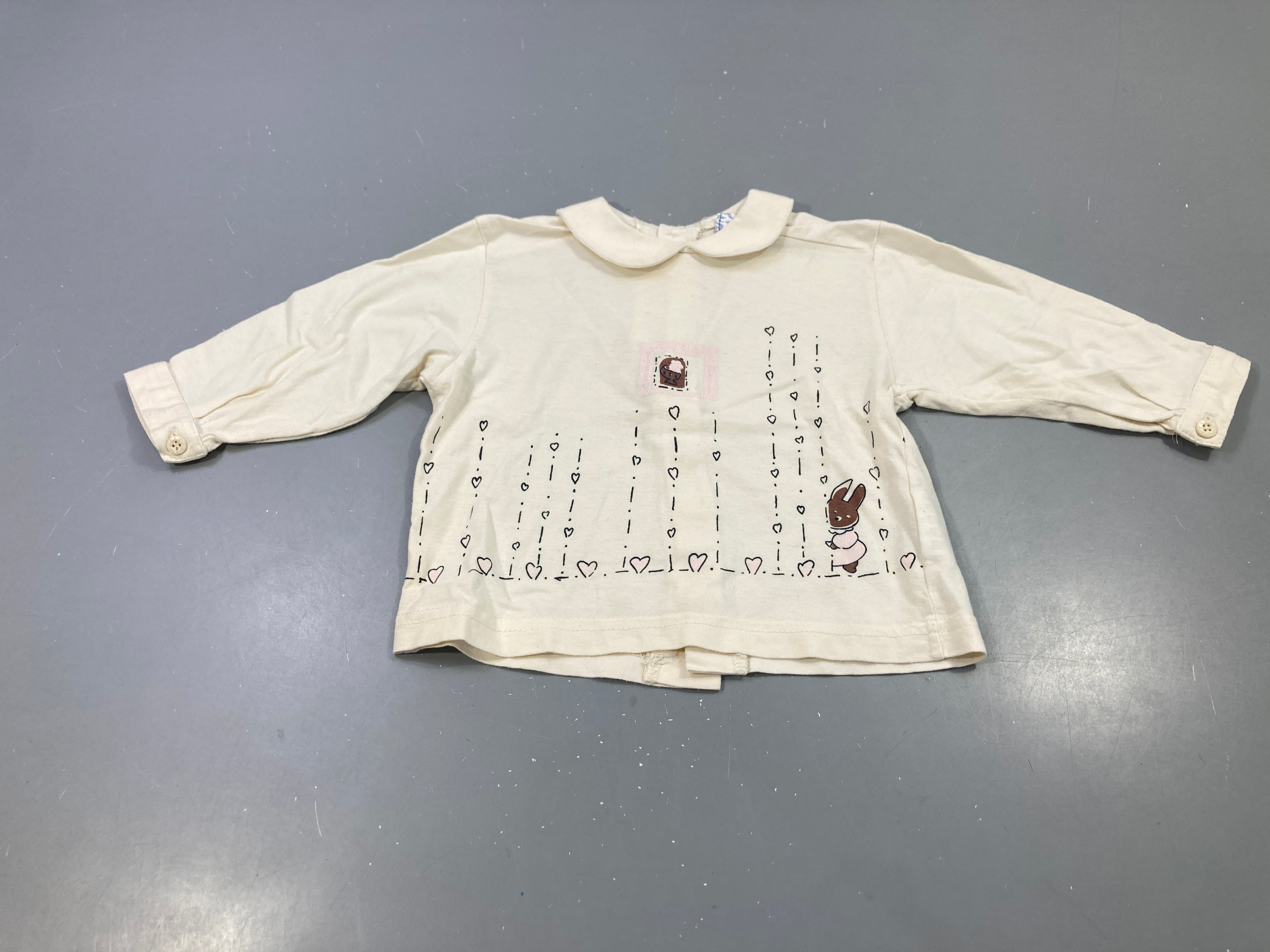T-shirt m.l écru lapin coeurs