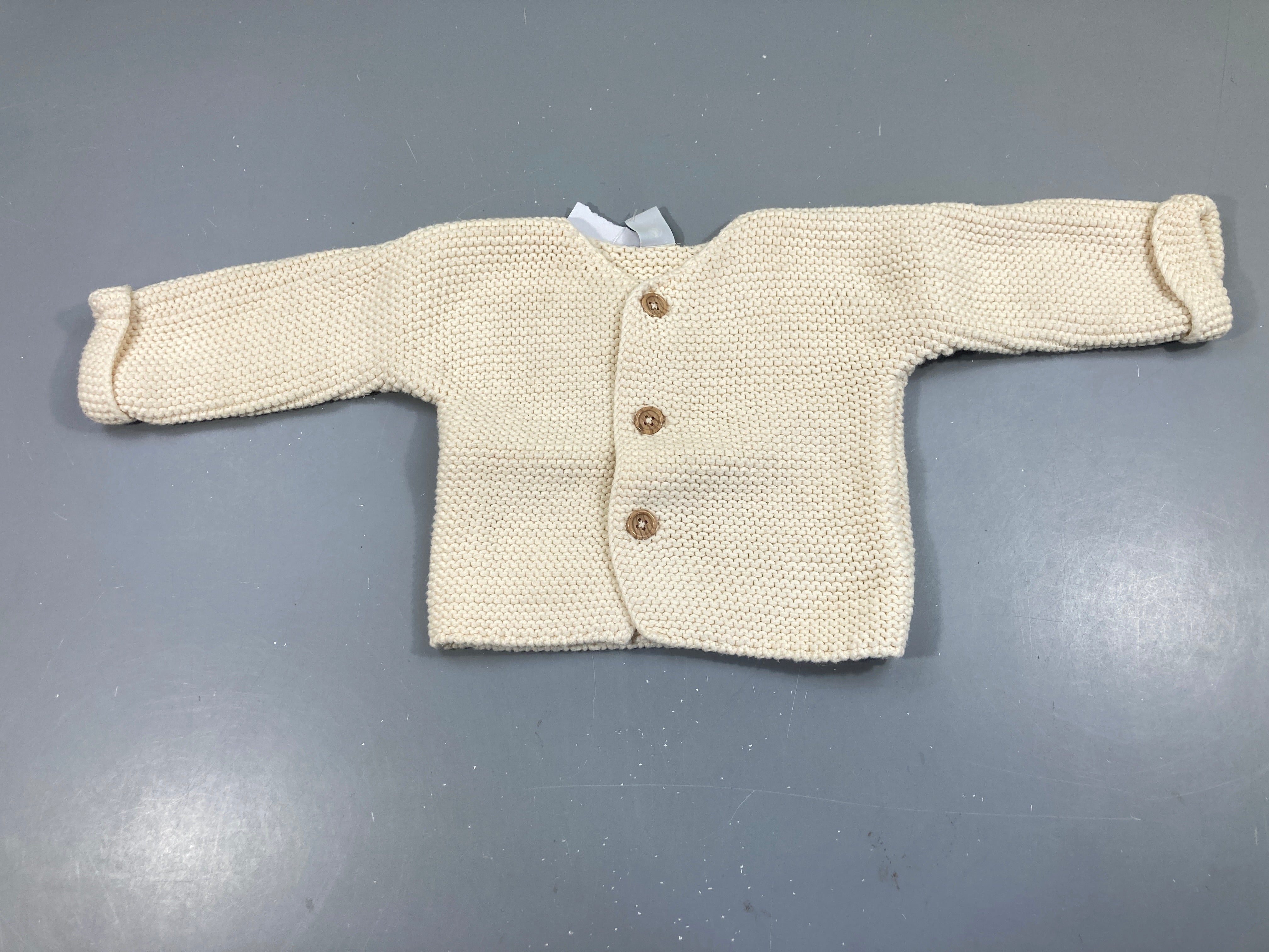 Parfait état-Gilet mailles écru 100% coton
