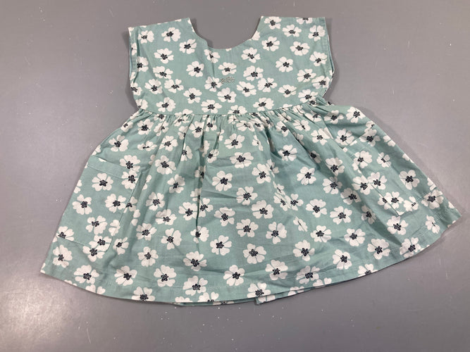 Robe s.m vert d'eau fleurie blanc poissons strass, moins cher chez Petit Kiwi