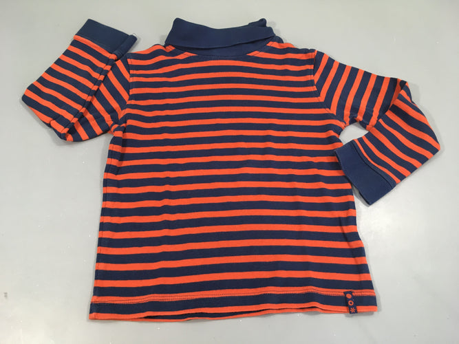 T-shirt m.c bleu rayé orange, moins cher chez Petit Kiwi