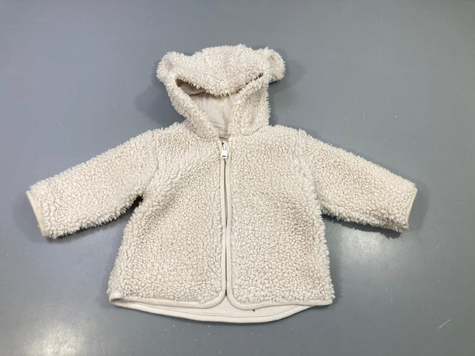 Veste fausse fourrure écru capuche zippée, M&S, moins cher chez Petit Kiwi