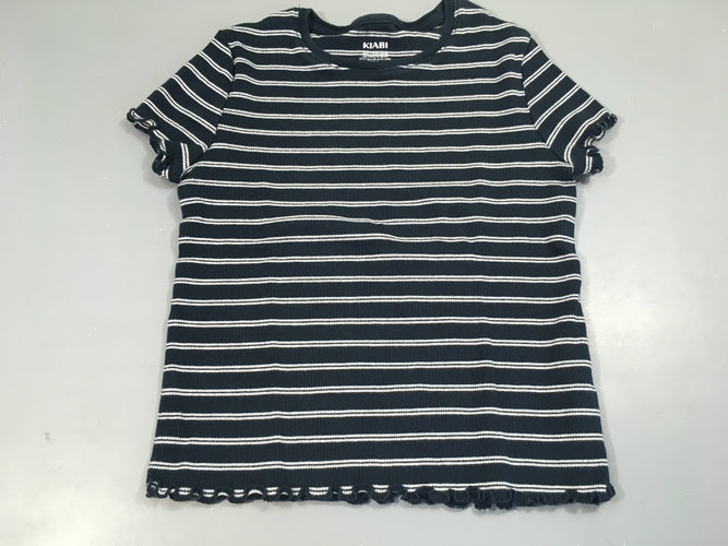 T-shirt m.c côtes bleu marine rayé blanc, moins cher chez Petit Kiwi