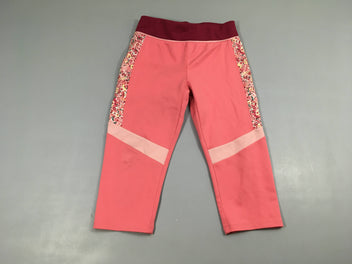 Legging de sport rose fleuri bords-Bouloché fesses