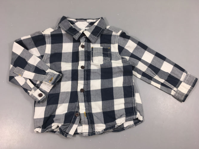Chemise m.l à carreaux blanc/bleu marine, moins cher chez Petit Kiwi