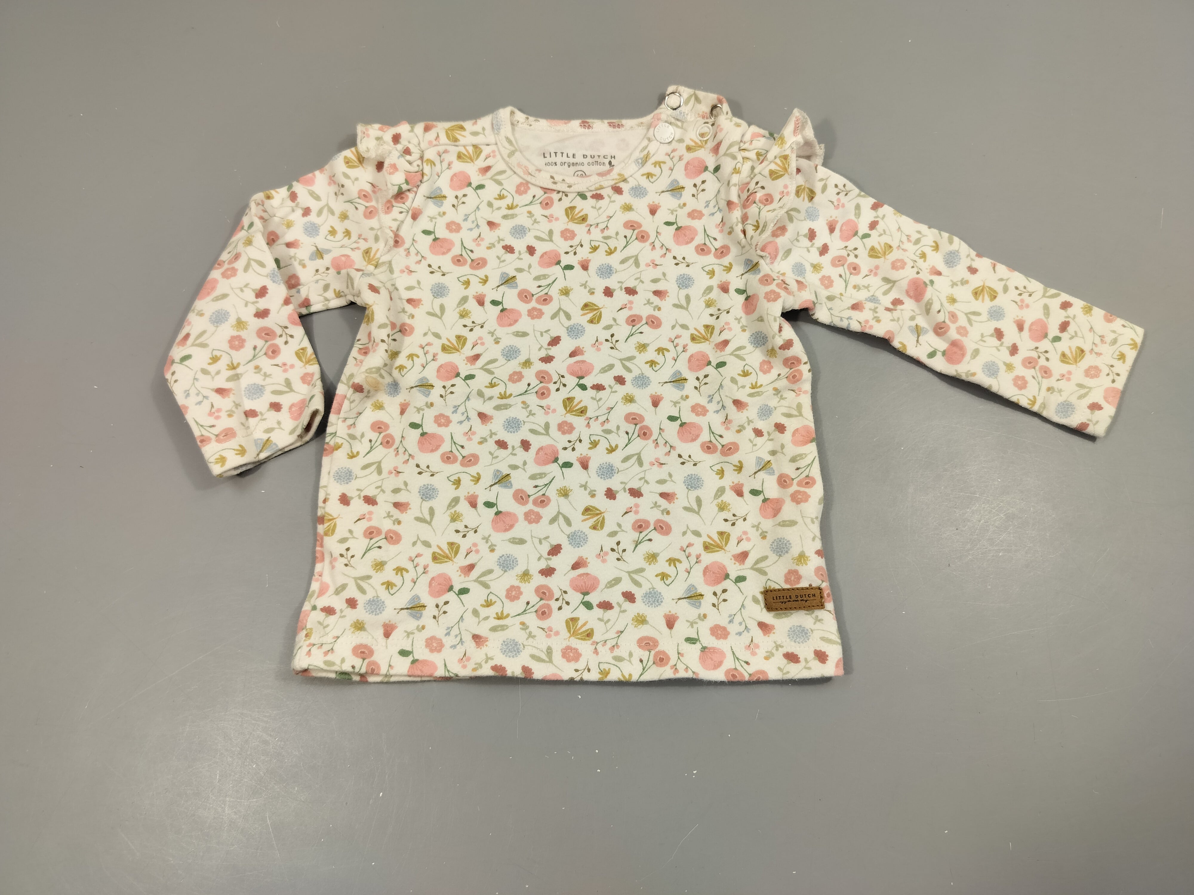 T-shirt m.l blanc motifs fleurs pastel100% coton bio