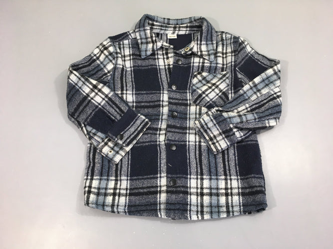 Surchemise flanelle carreaux bleu/blanc, légèrement bouloché, moins cher chez Petit Kiwi