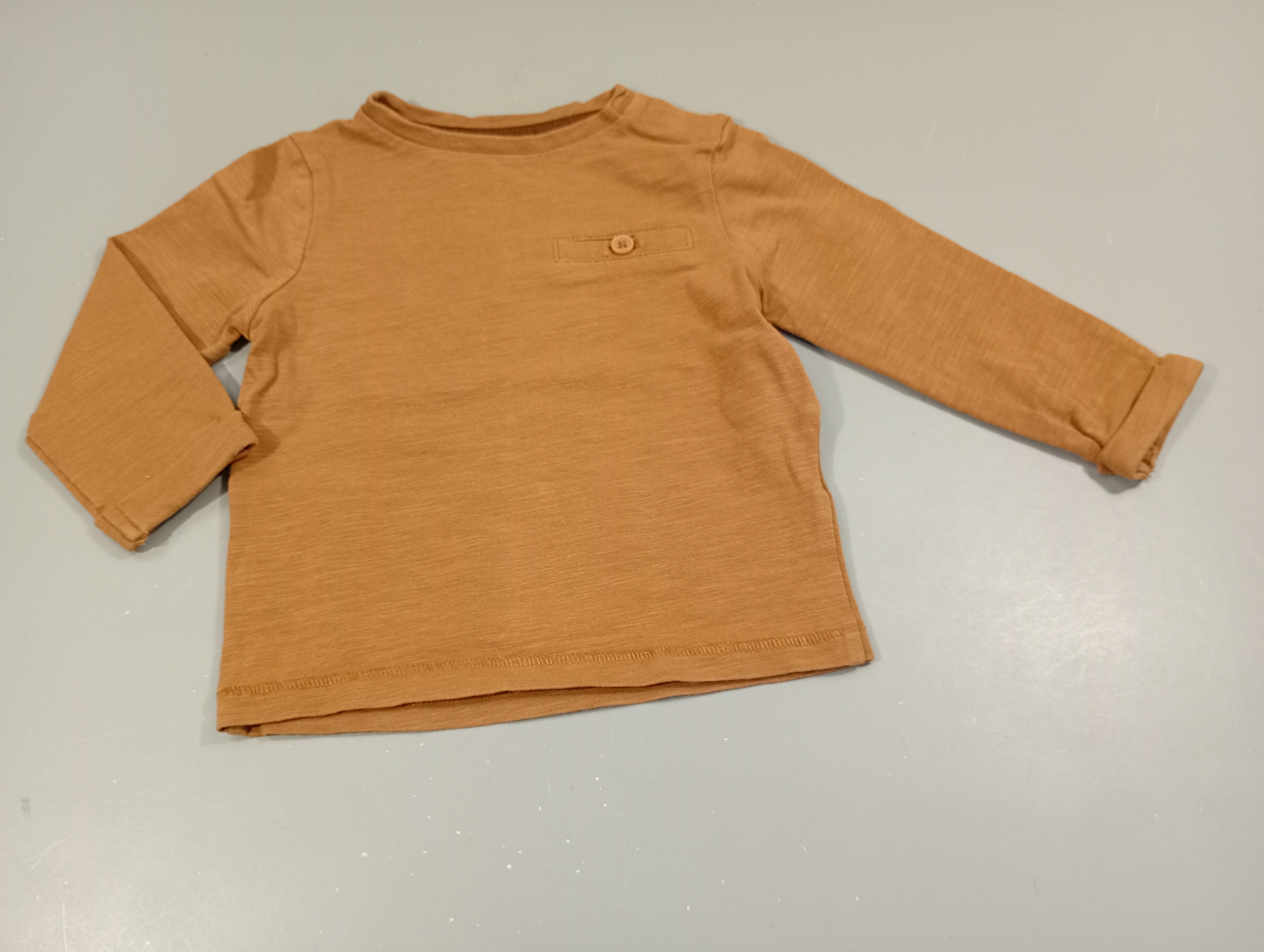 T-shirt m.l brun clair flammé, petite poche