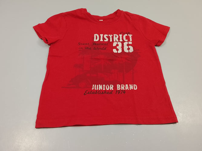 T-shirt m.c rouge  voiture ,palmiers "District 36 ...", moins cher chez Petit Kiwi