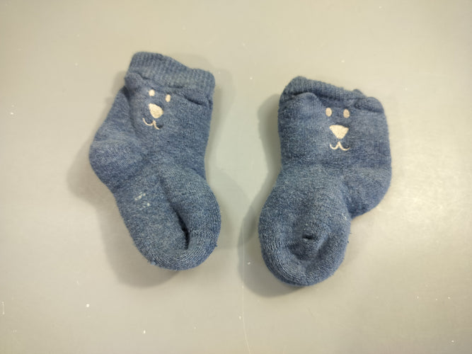 Chaussettes  bébé bleues oursons 16-17, moins cher chez Petit Kiwi