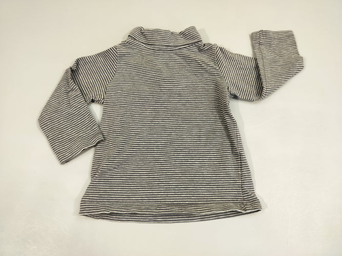 T-shirt m.l col roulé  noir rayé blanc, moins cher chez Petit Kiwi