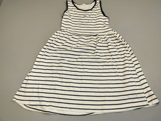 Robe s.m blanche rayé bleu marine , coeur argenté, moins cher chez Petit Kiwi