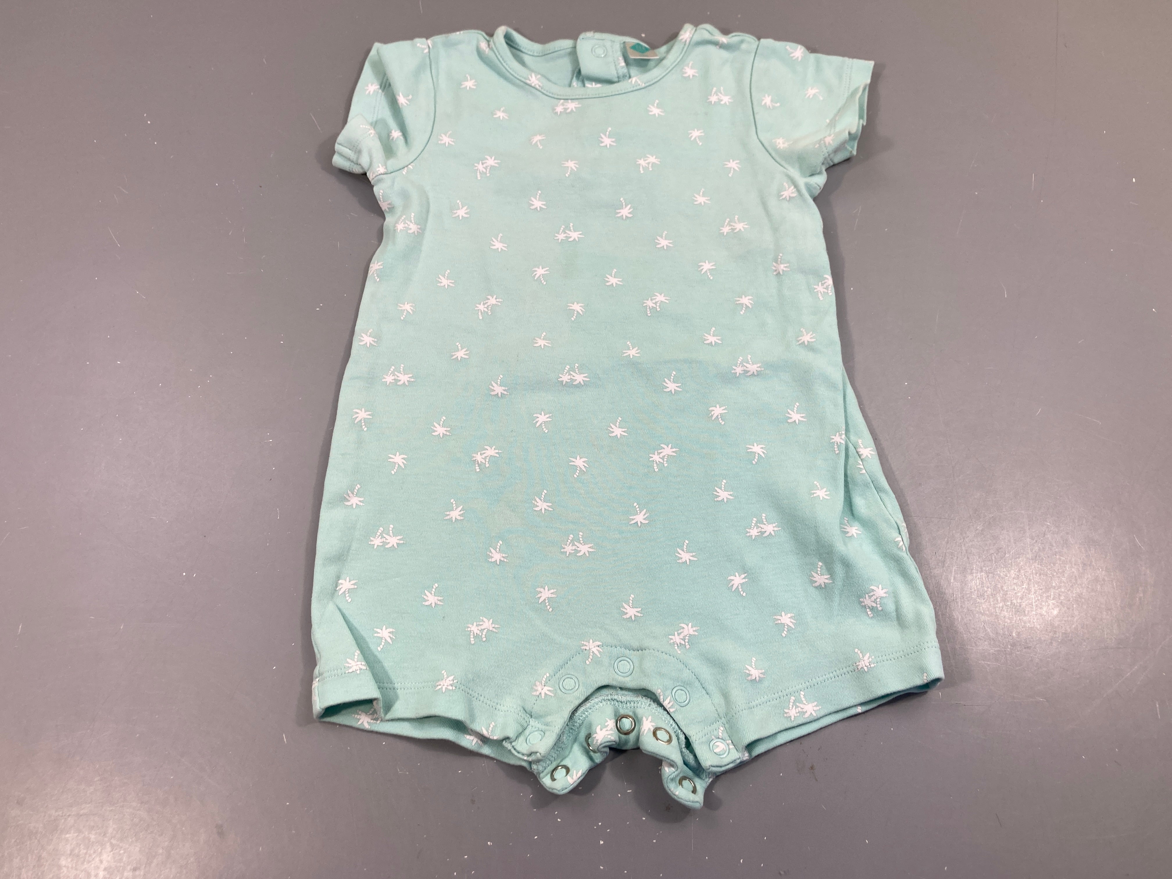 Combishort bleu clair palmiers blancs