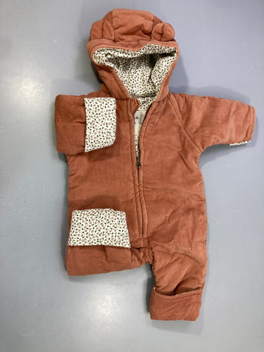 Combinaison velours côtelé capuche ocre fleurie zippée, Konges Slojd, moins cher chez Petit Kiwi