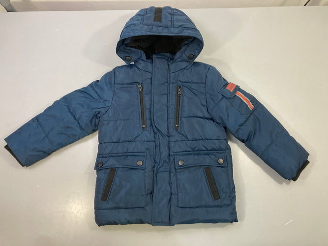 Veste bleu marine capuche zippée, moins cher chez Petit Kiwi