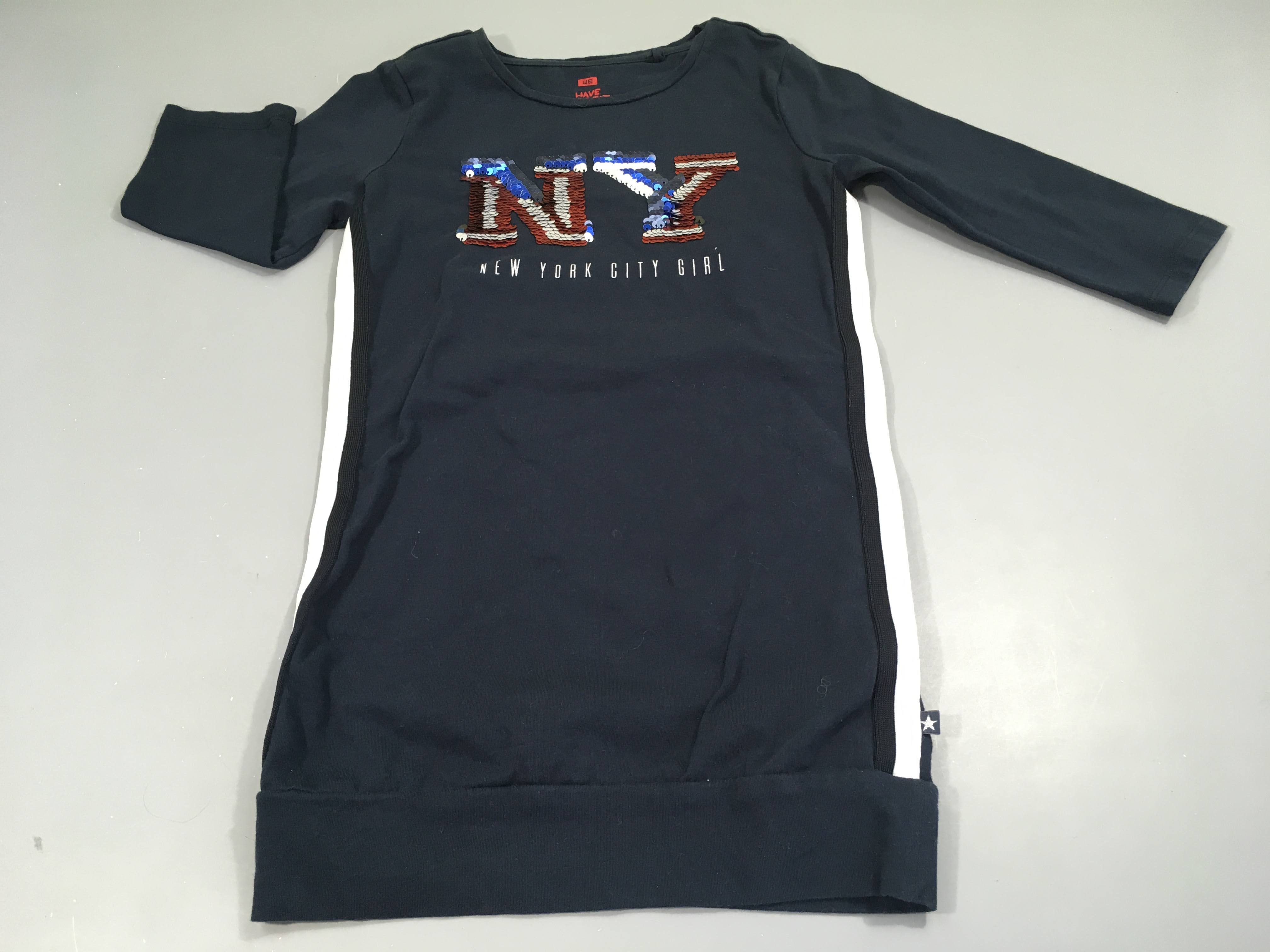 Robe m.l molleton bleu marine NY sequins réversibles