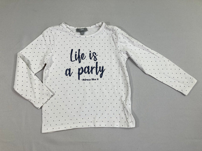 T-shirt m.l blanc Life is a party, moins cher chez Petit Kiwi