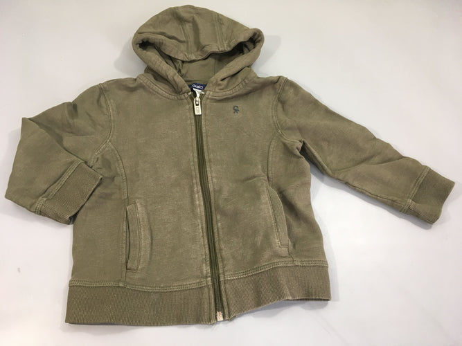 Sweat zippéà capuche vert flammé, moins cher chez Petit Kiwi