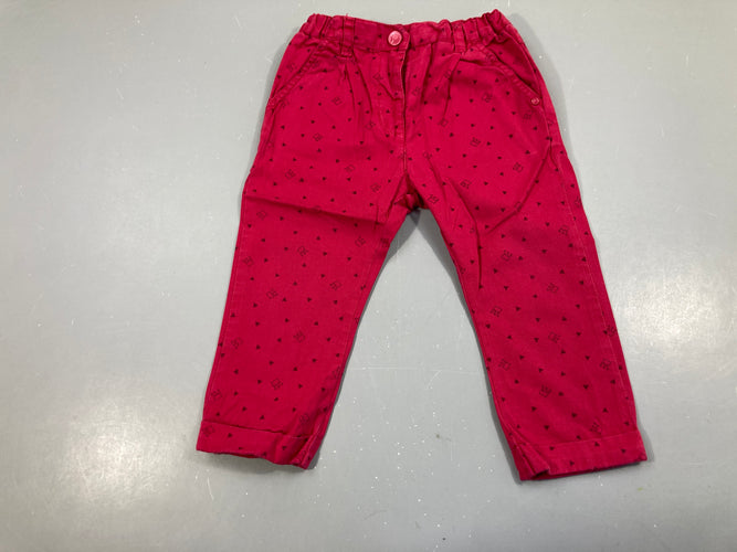 Pantalon fuchsia triangles taille élastique, moins cher chez Petit Kiwi
