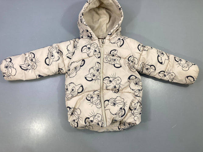 Veste polaire écru capuche imprimé lionceaux zippée, moins cher chez Petit Kiwi