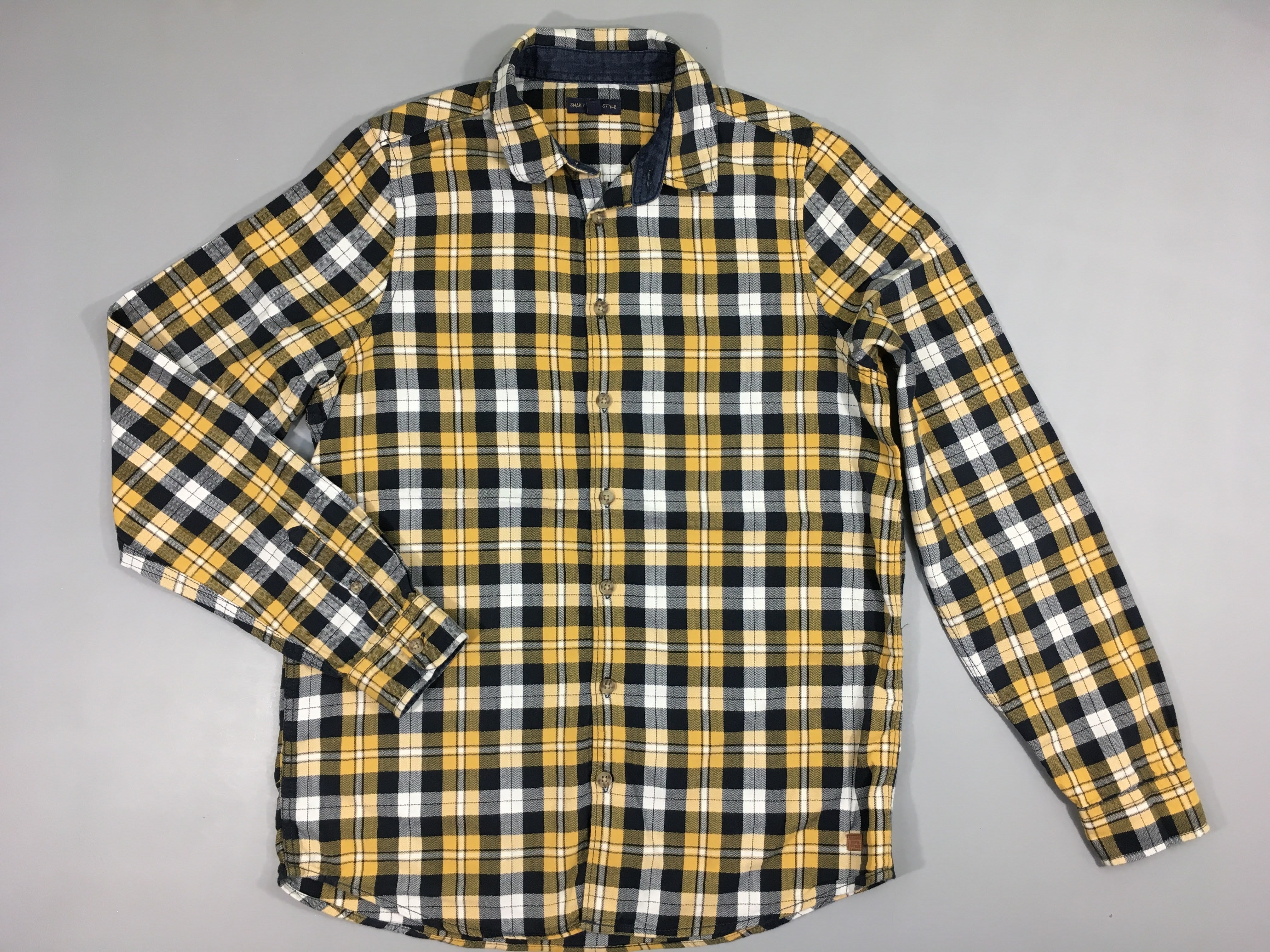 Chemise à carreaux brun-blanc-bleu