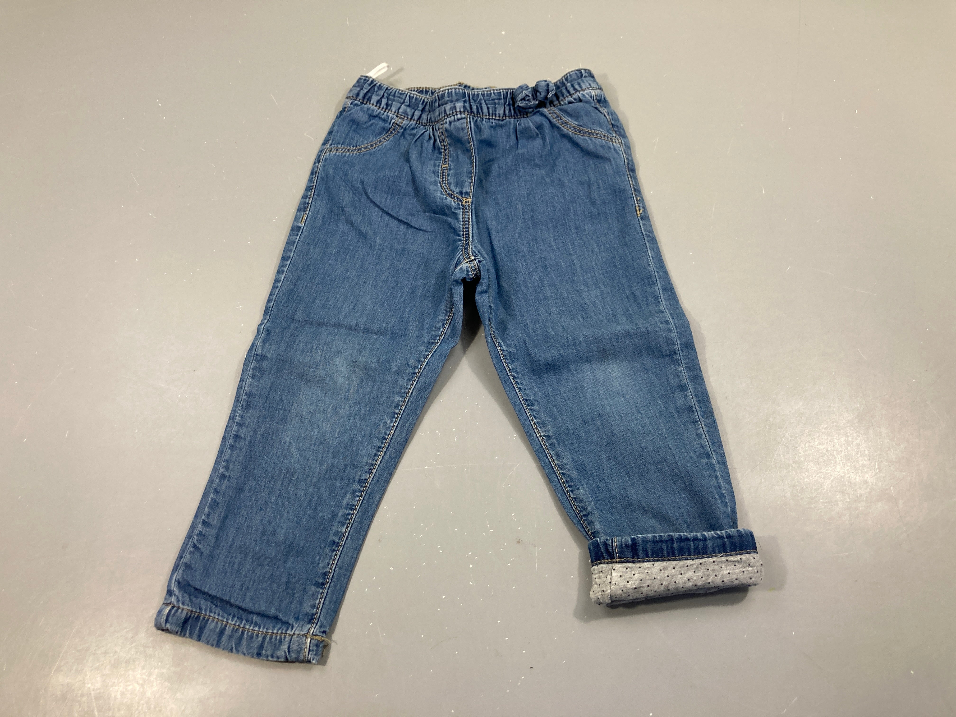Jegging denim doublé jersey taille élastique