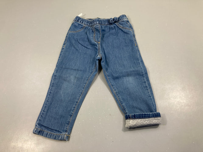 Jegging denim doublé jersey taille élastique, moins cher chez Petit Kiwi