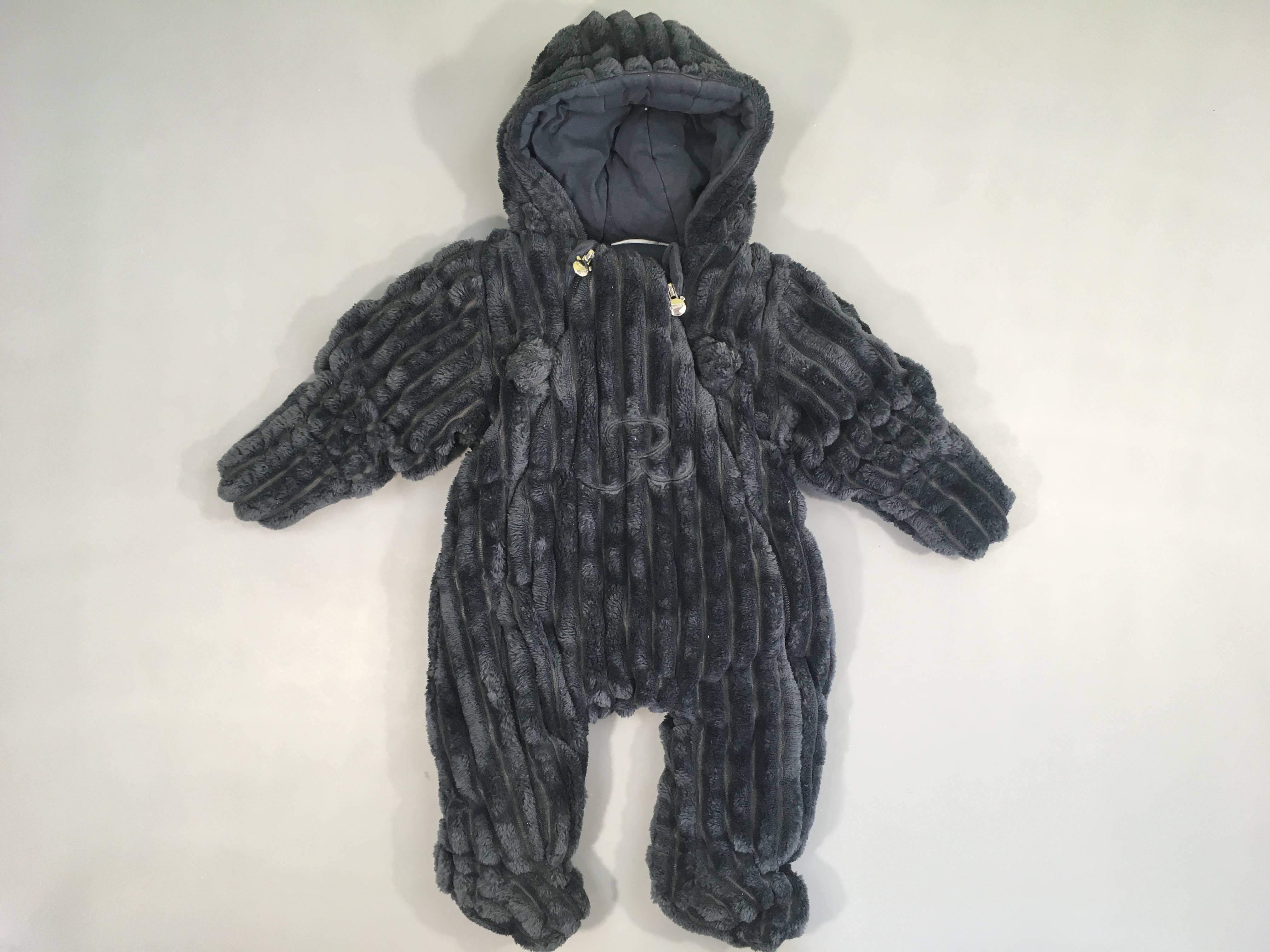 Combi pilote veloudoux bleu texturé