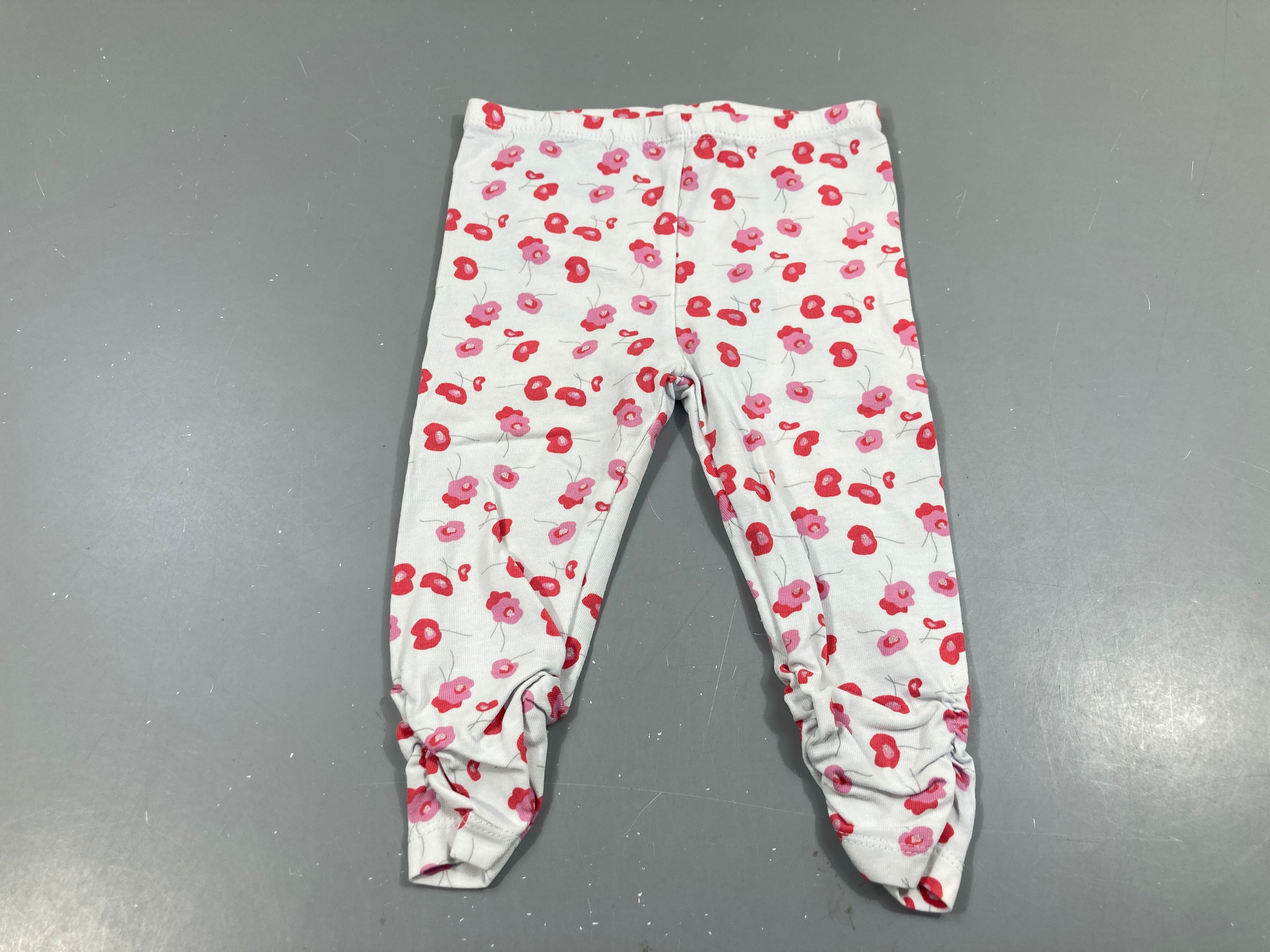 Legging blanc fleuri rose foncé bas