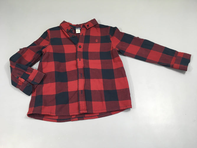 Chemise m.l à carreaux rouge/bleu marine, moins cher chez Petit Kiwi