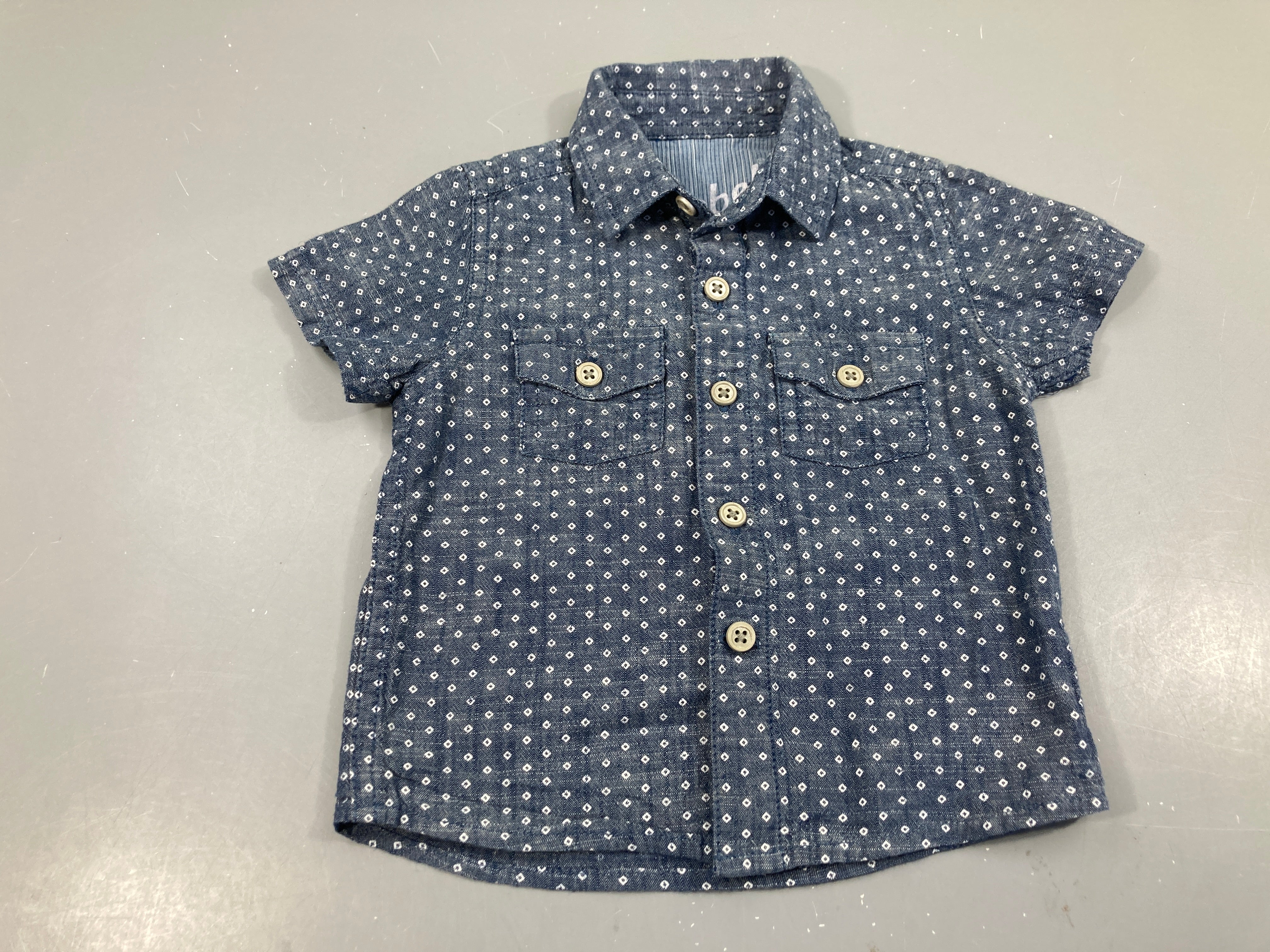 Chemise m.c denim losanges