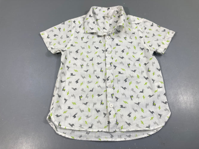 Chemise m.c blanc lama, moins cher chez Petit Kiwi