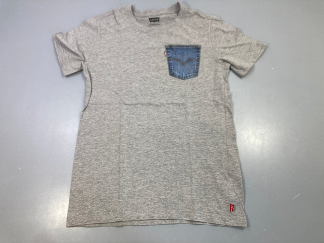 T-shirt m.c gris chiné poche jean, un peu bouloché, moins cher chez Petit Kiwi
