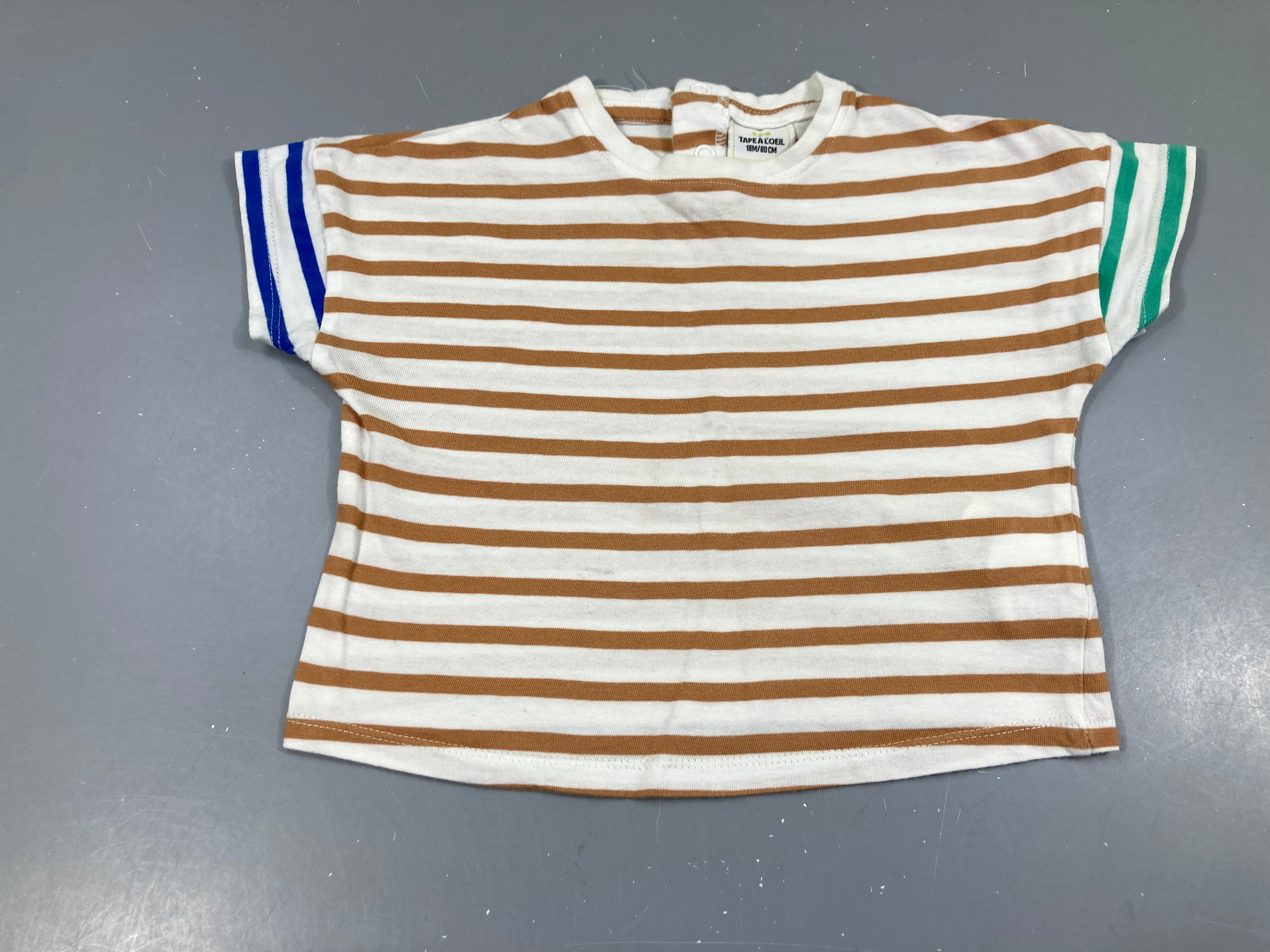 T-shirt m.c blanc rayé beige