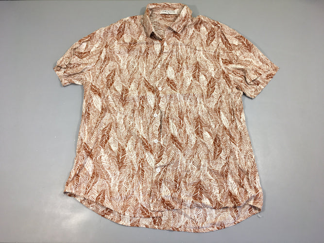 Chemise m.c fluide blanche feuillage brun, moins cher chez Petit Kiwi