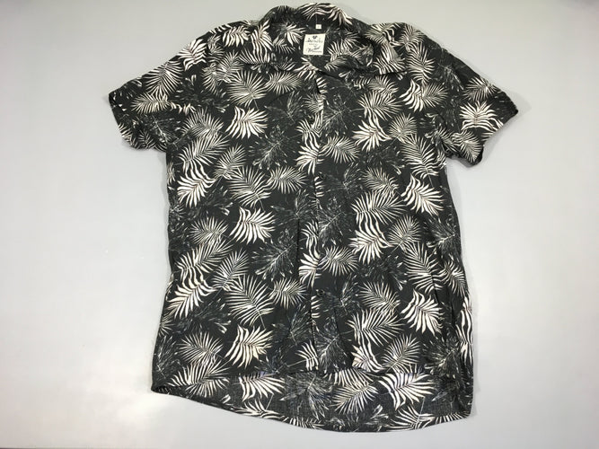 Chemise m.c fluide noire feuillage blanc, moins cher chez Petit Kiwi