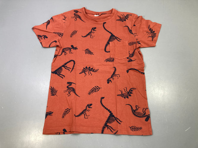 T-shirt m.c terracotta dinosaures poche, moins cher chez Petit Kiwi