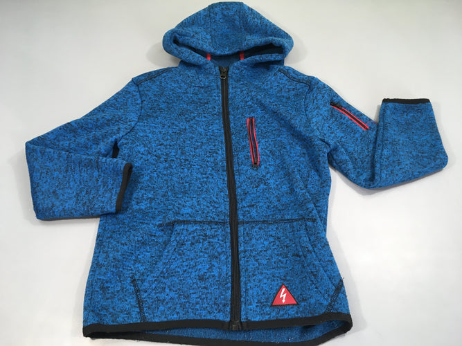 Gilet à capuche zippé bleu chiné noir, moins cher chez Petit Kiwi
