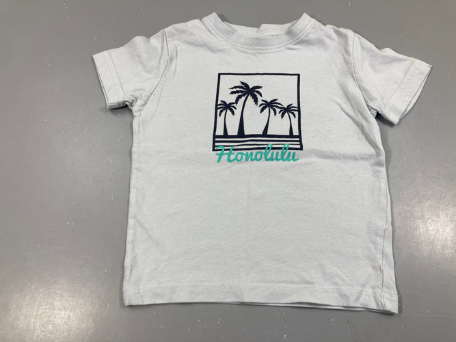 T-shirt m.c bleu pâle palmiers, moins cher chez Petit Kiwi