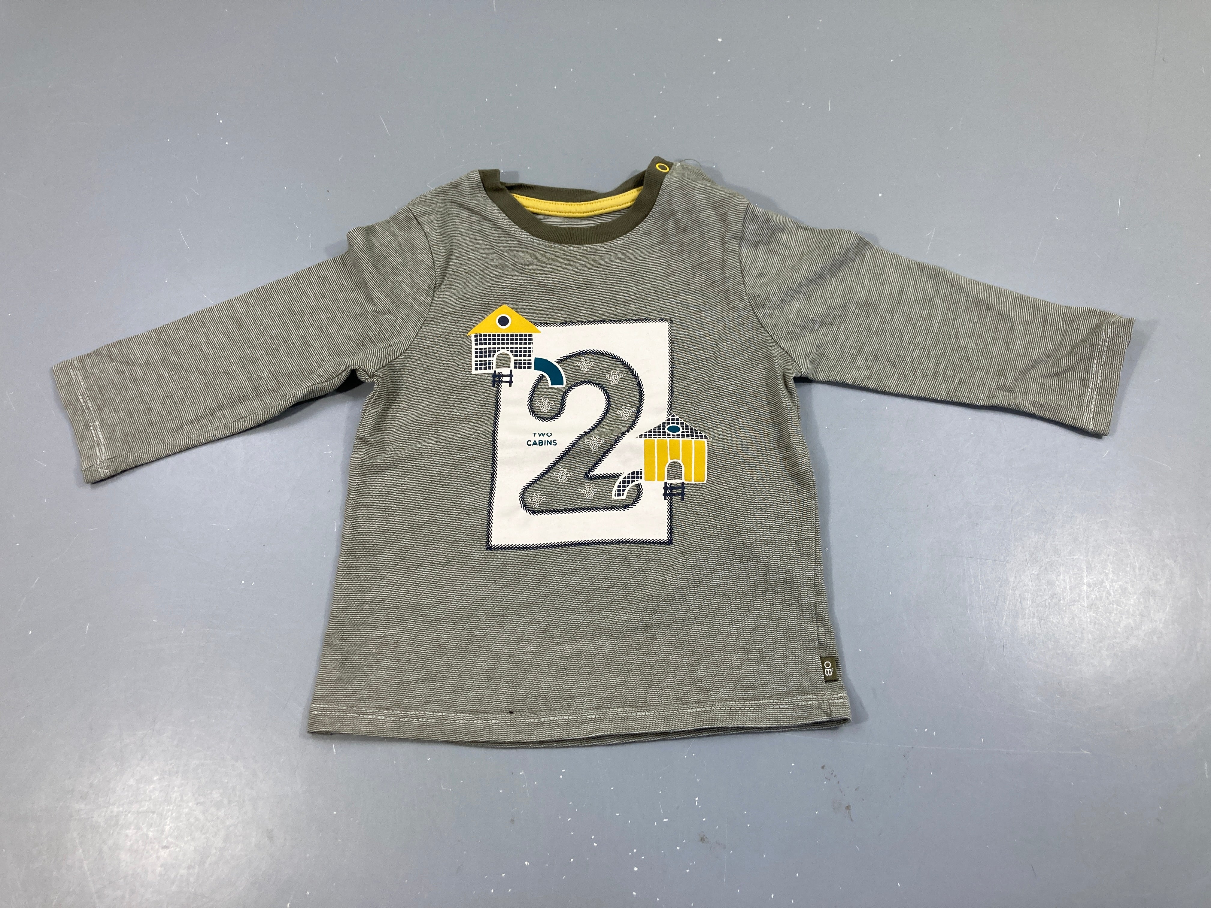 T-shirt m.l kaki rayé blanc 2