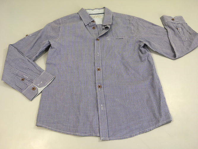 Chemise m.l à carreaux blanc-bleu, moins cher chez Petit Kiwi