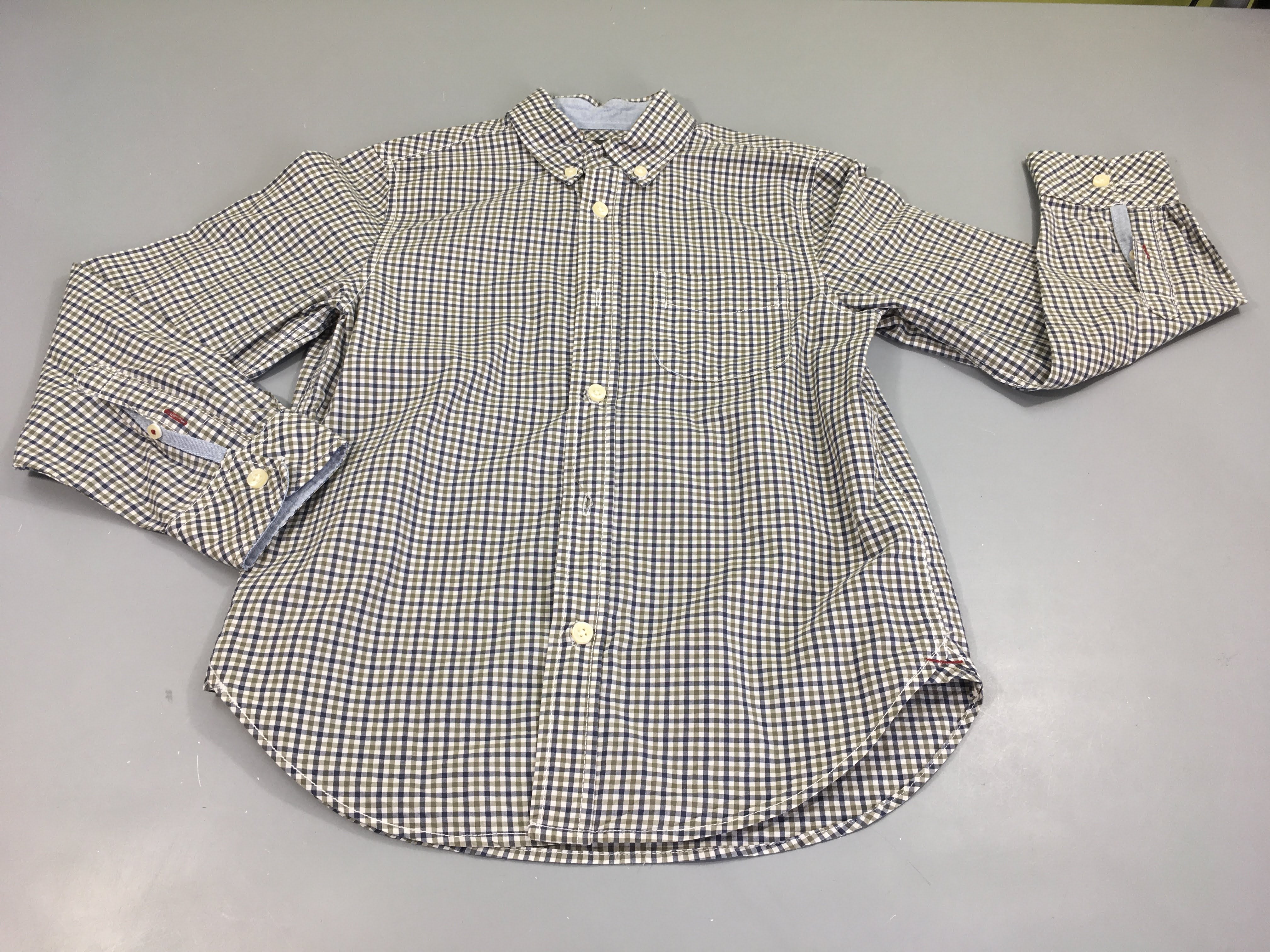 Chemise m.l à carreaux blanc-bleu-kaki