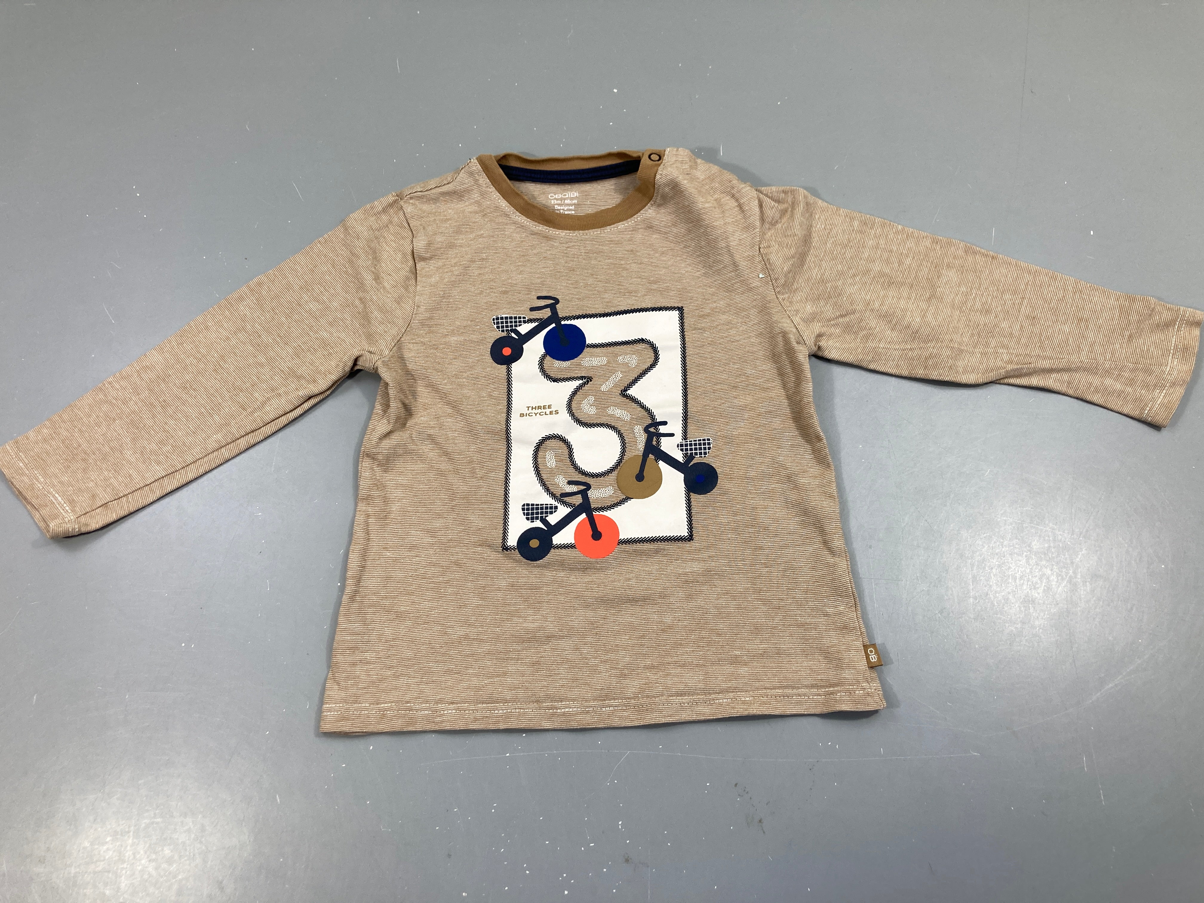 T-shirt m.l brun rayé blanc 3 vélos